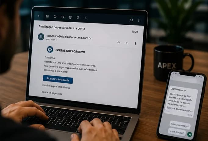 Visão ilustrativa do trabalho de Pentest de engenharia social